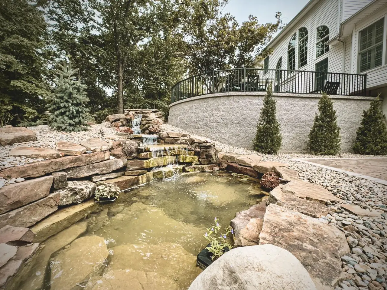 Multi-tier waterfall pond — STL Hardscape Solutions portfolio image
