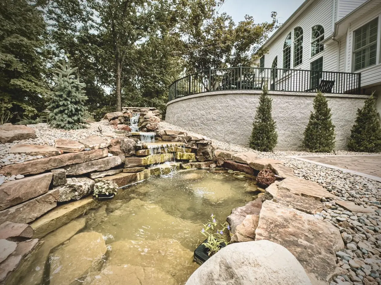 Completed water feature by STL Hardscape Solutions in Saint Louis