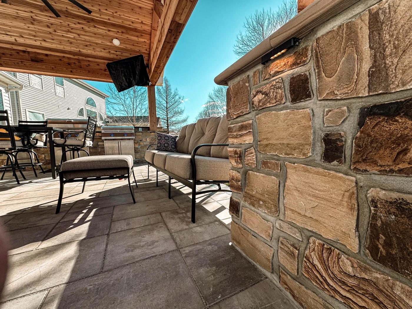 Covered Patio Stone Detail Covered Patio Stone Detail — STL Hardscape Solutions portfolio image