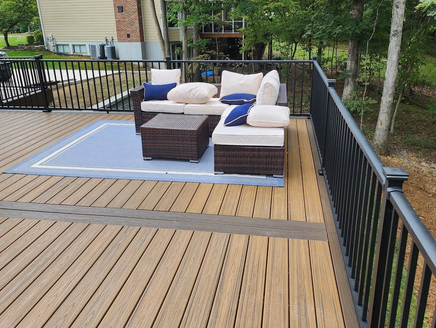 Composite deck with railing - completed hardscape project in St. Louis