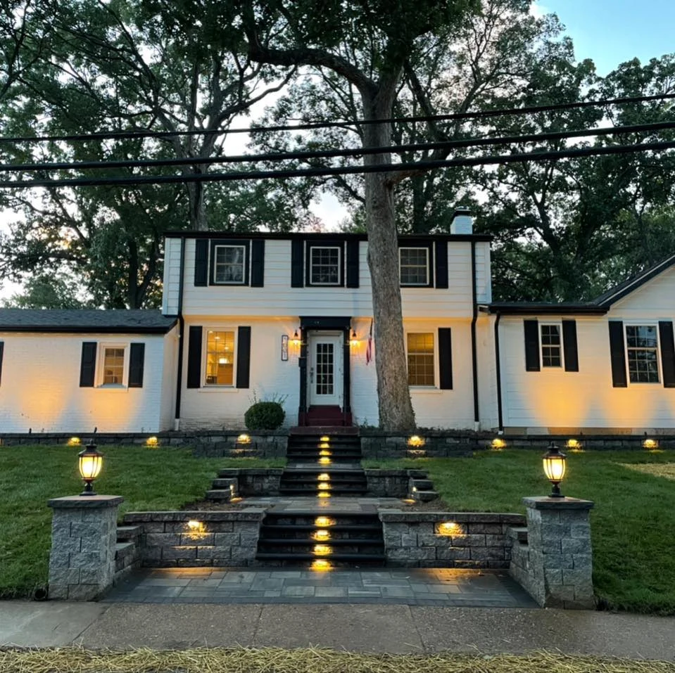 Landscape lighting installation by STL Hardscape Solutions in Saint Louis