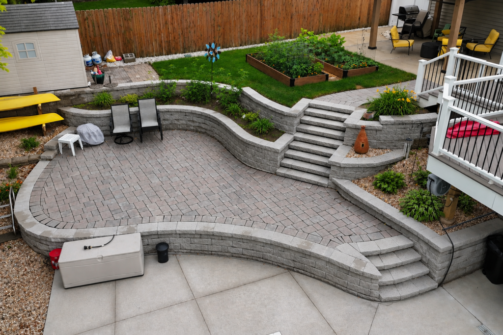 Backyard patio and hardscape renovation project in Washington Missouri